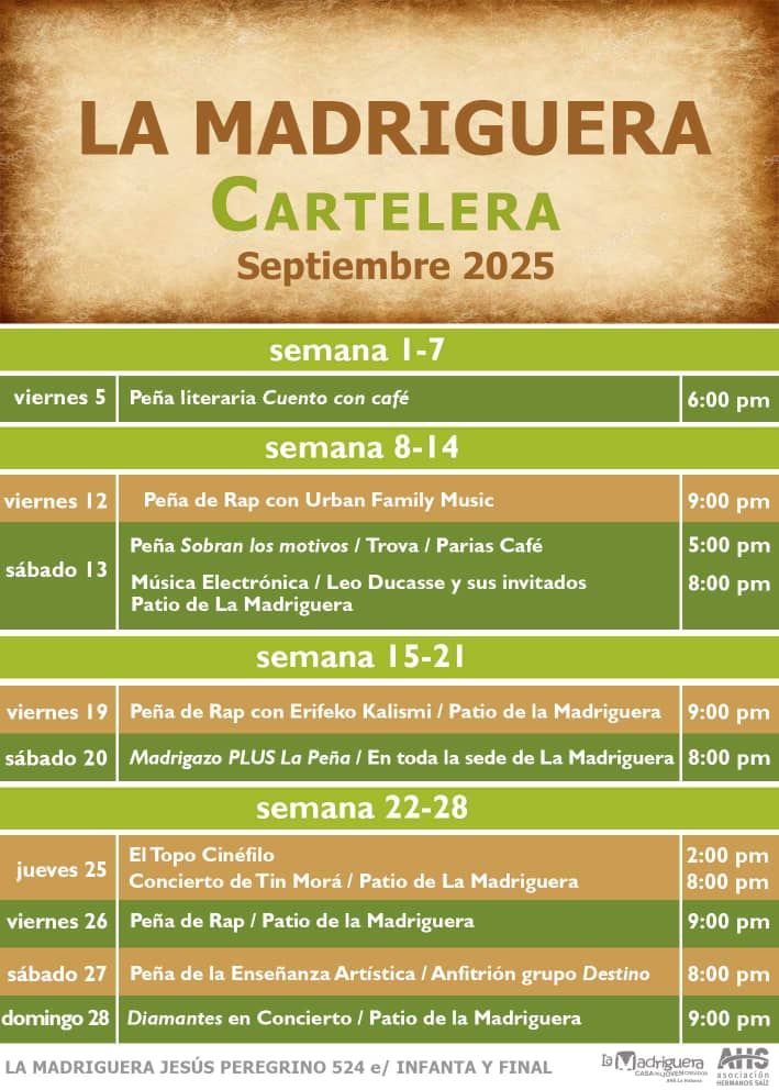 Cartelera de La Madriguera para septiembre cartelera-de-la-madriguera-para-septiembre