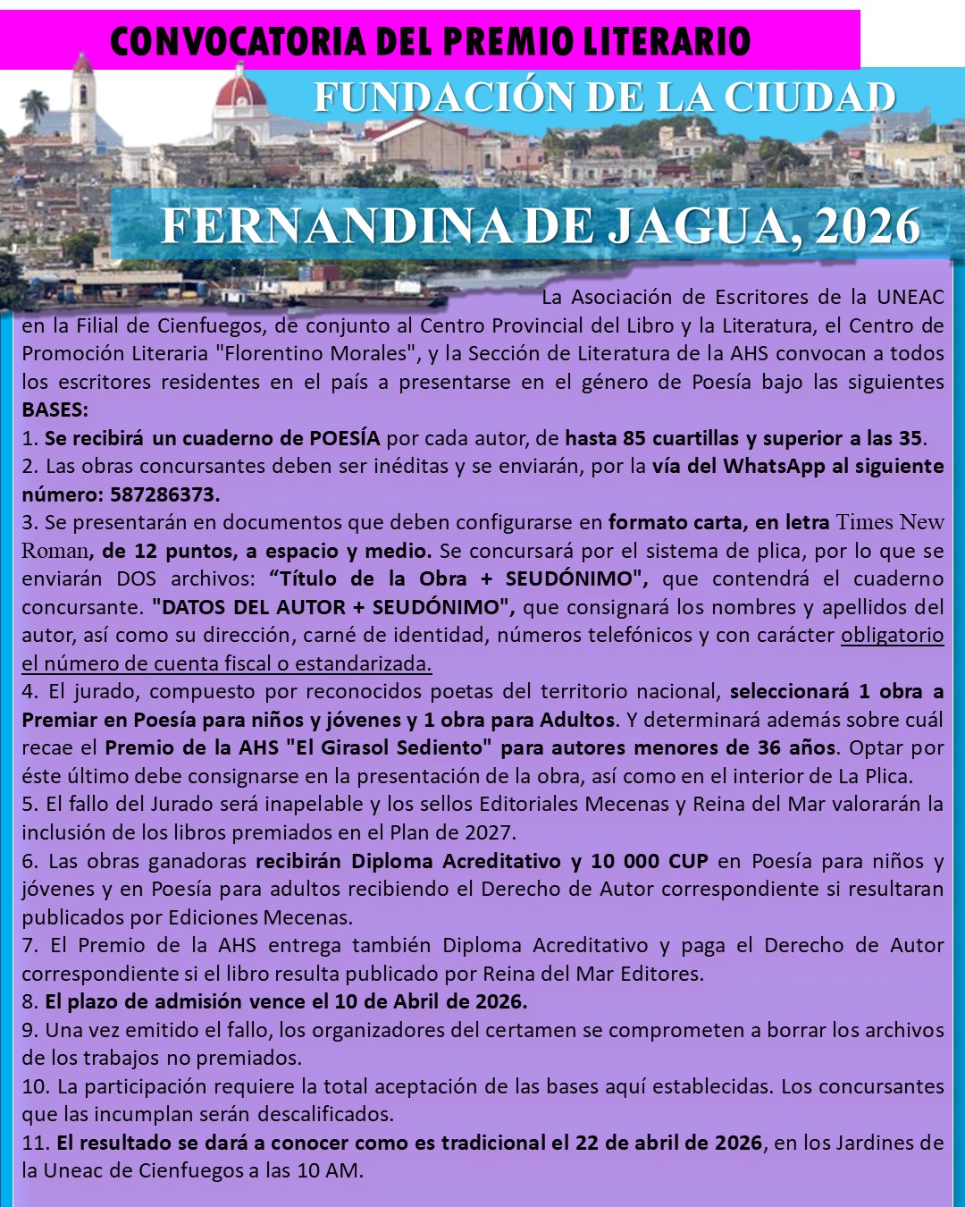 convocatoria-al-premio-literario-fundacion-de-la-ciudad-fernandina-de-jagua
